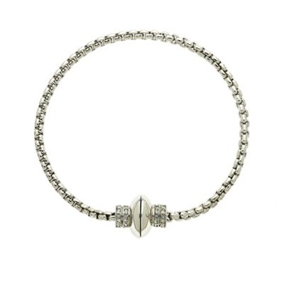 Rhodium chain link bracelet Swarovski crystal clasp